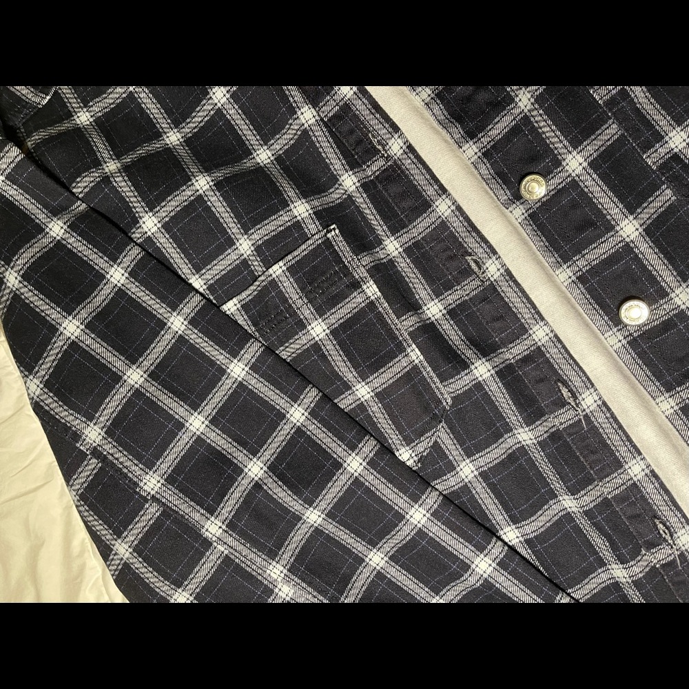 Topshop Plaid Denim Shacket Navy - Picture 3 of 6